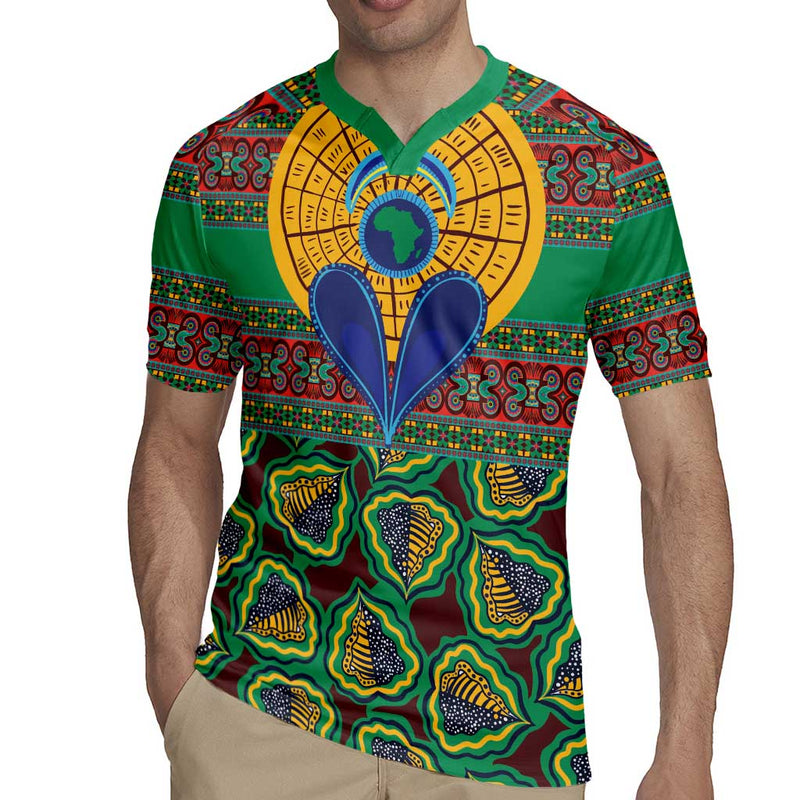 African Pattern Traditional Kanga Style Rugby Jersey