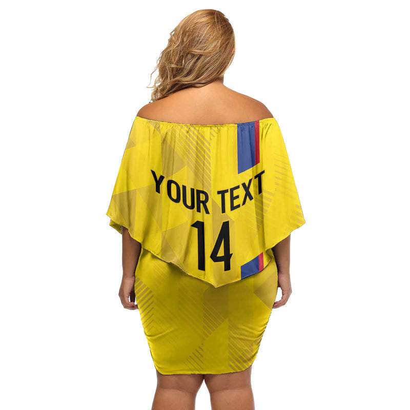Custom Colombia Football 2024 Vamos La Tricolor - Yellow Off Shoulder Short Dress