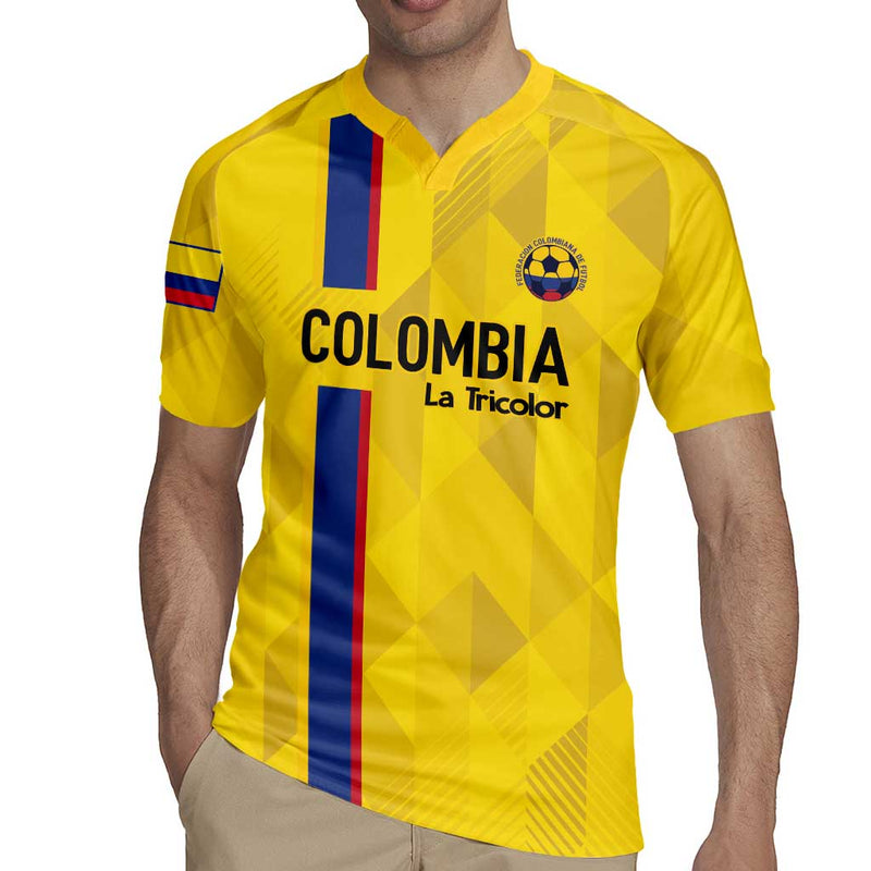 Custom Colombia Football 2024 Vamos La Tricolor - Yellow Rugby Jersey