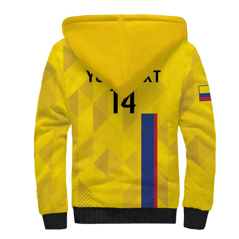 Custom Colombia Football 2024 Vamos La Tricolor - Yellow Sherpa Hoodie