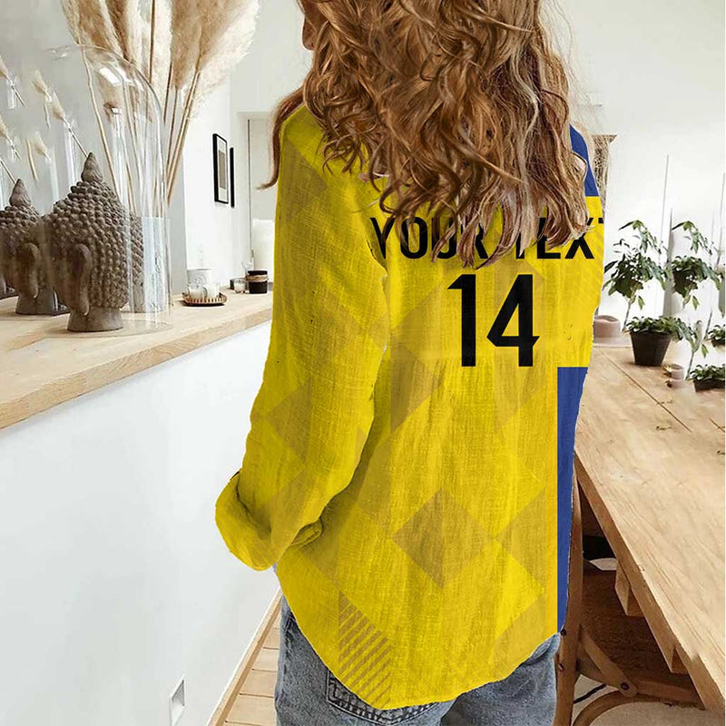Custom Colombia Football 2024 Vamos La Tricolor - Yellow Women Casual Shirt