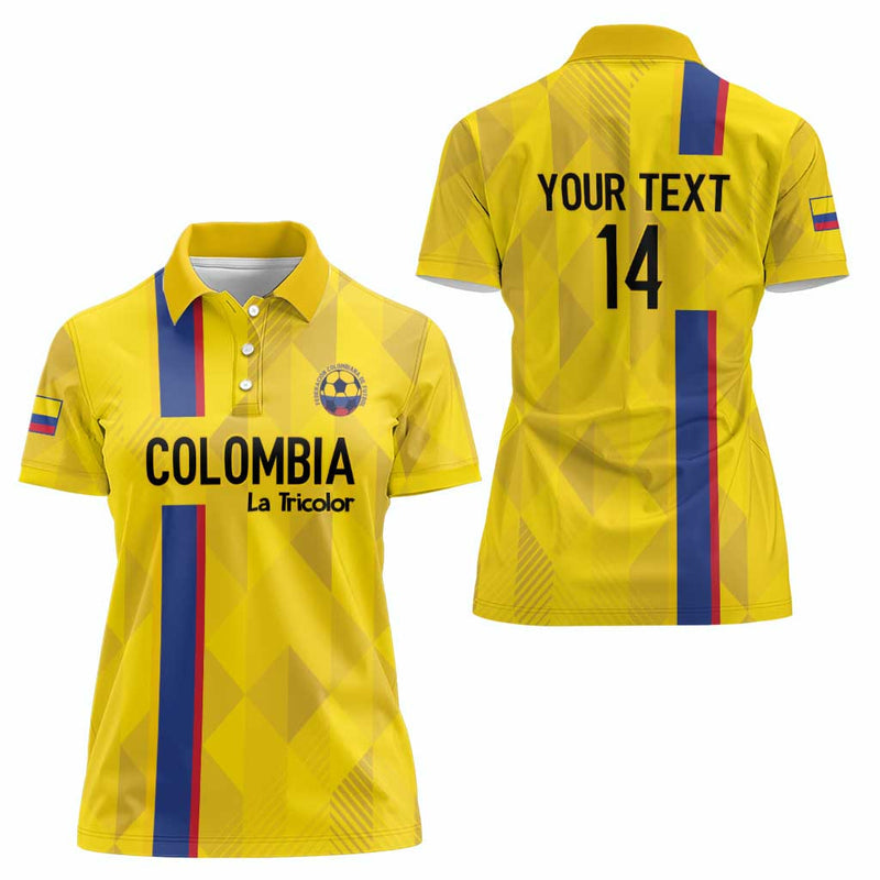Custom Colombia Football 2024 Vamos La Tricolor - Yellow Women Polo Shirt