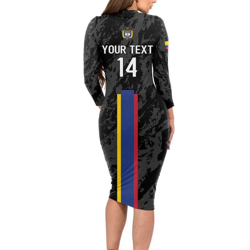 Custom Colombia Football 2024 Vamos La Tricolor - Black Long Sleeve Bodycon Dress