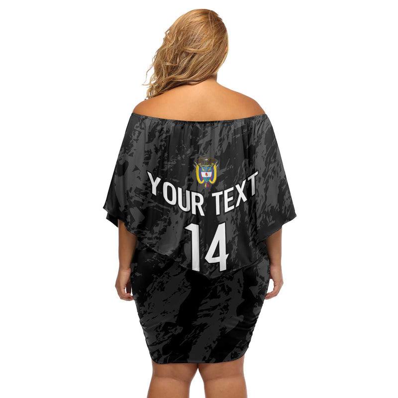 Custom Colombia Football 2024 Vamos La Tricolor - Black Off Shoulder Short Dress