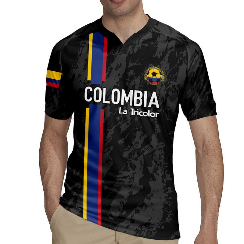 Custom Colombia Football 2024 Vamos La Tricolor - Black Rugby Jersey
