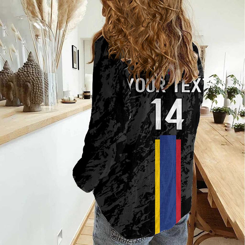 Custom Colombia Football 2024 Vamos La Tricolor - Black Women Casual Shirt