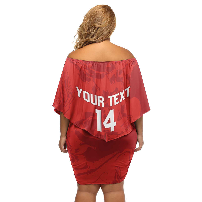 Custom Chile Football 2024 Vamos La Roja - Red Off Shoulder Short Dress