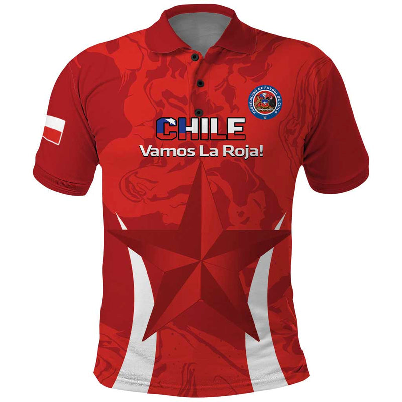 Custom Chile Football 2024 Vamos La Roja - Red Polo Shirt