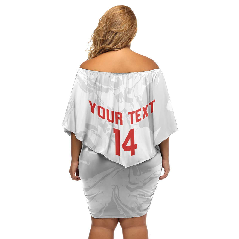Custom Chile Football 2024 Vamos La Roja - White Off Shoulder Short Dress