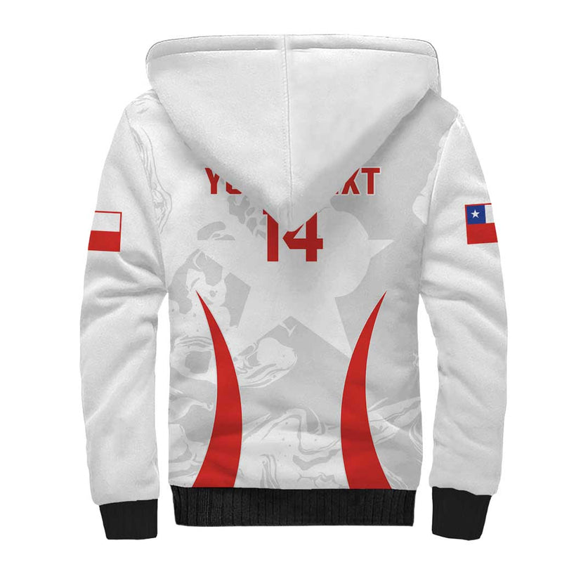 Custom Chile Football 2024 Vamos La Roja - White Sherpa Hoodie