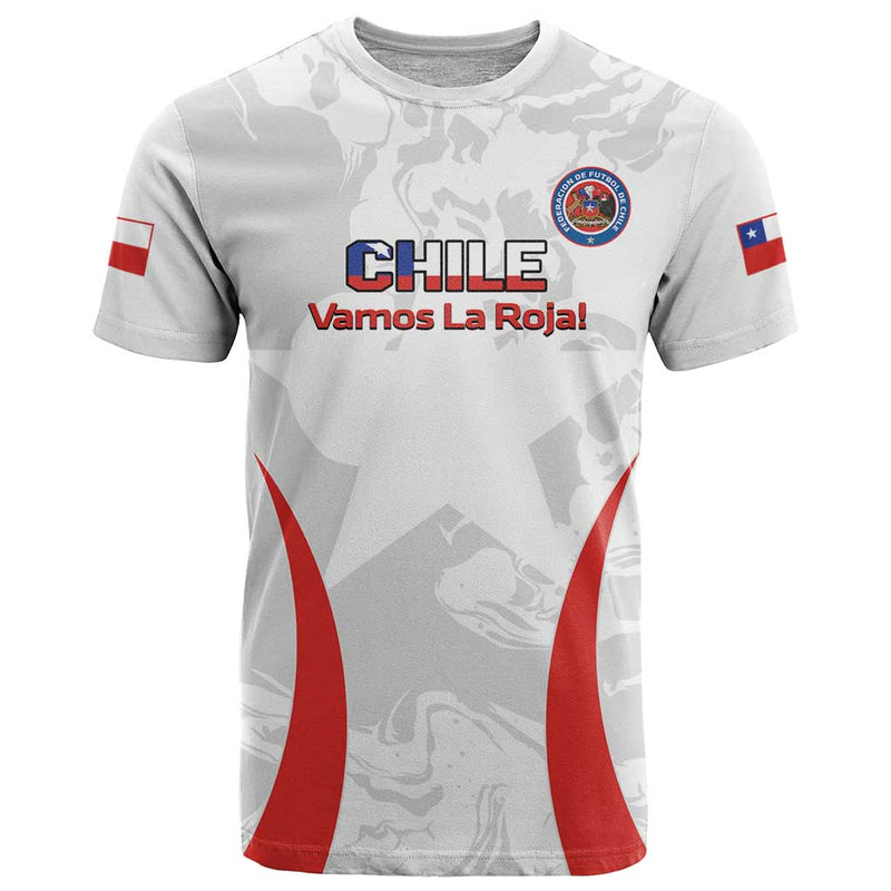 Custom Chile Football 2024 Vamos La Roja - White T Shirt