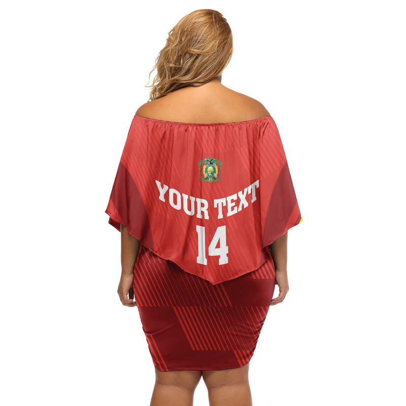 Custom Bolivia Football 2024 Vamos La Verde - Red Off Shoulder Short Dress