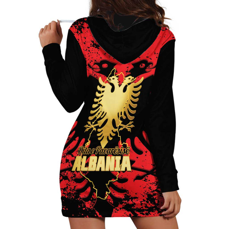 Albania Independence Day Dita E Pavaresise Map Grunge Style Hoodie Dress