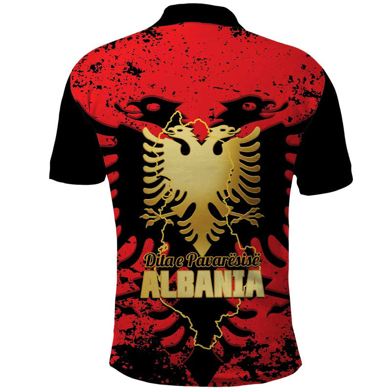 Albania Independence Day Dita E Pavaresise Map Grunge Style Polo Shirt
