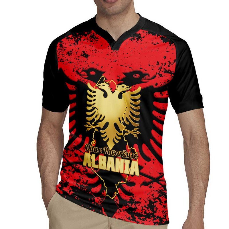 Albania Independence Day Dita E Pavaresise Map Grunge Style Rugby Jersey
