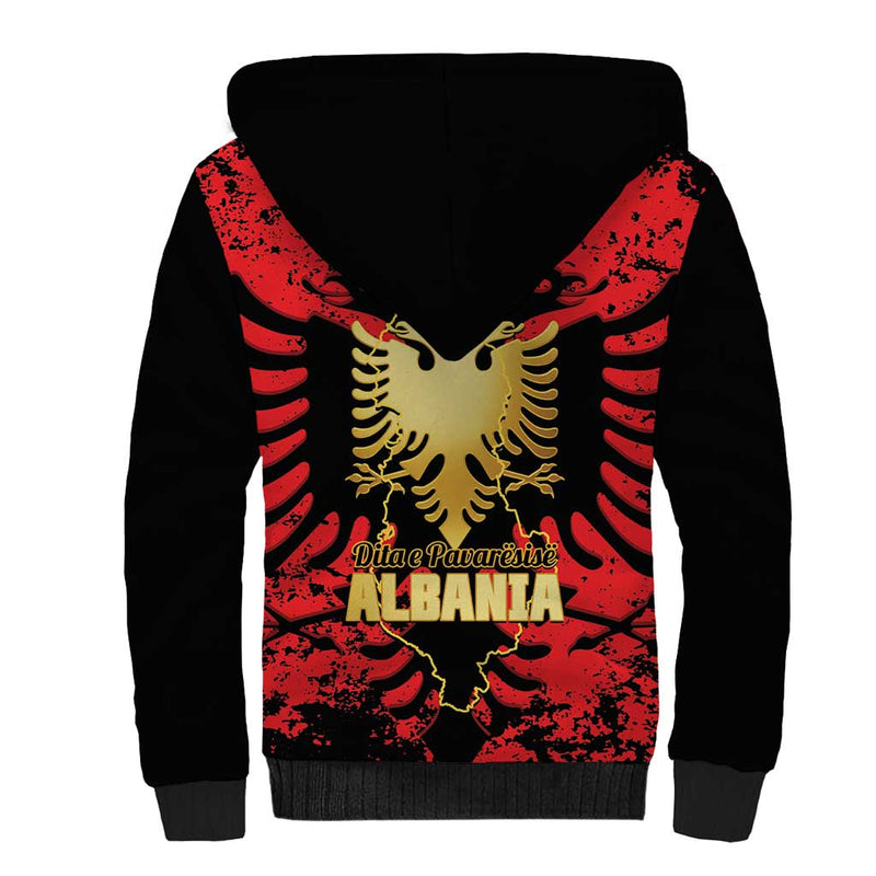 Albania Independence Day Dita E Pavaresise Map Grunge Style Sherpa Hoodie