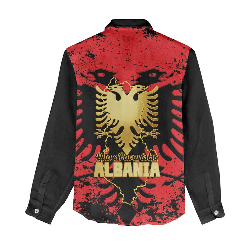 Albania Independence Day Dita E Pavaresise Map Grunge Style Women Casual Shirt
