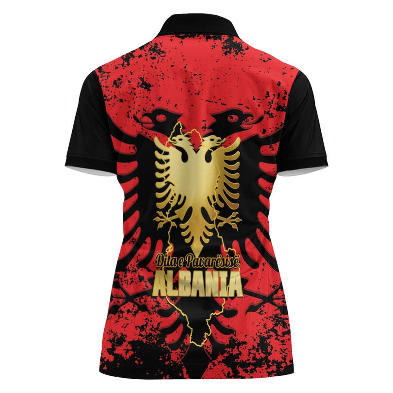 Albania Independence Day Dita E Pavaresise Map Grunge Style Women Polo Shirt