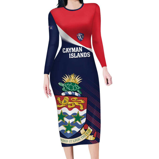 Custom Cayman Islands Cricket 2025 Sporty Style Long Sleeve Bodycon Dress