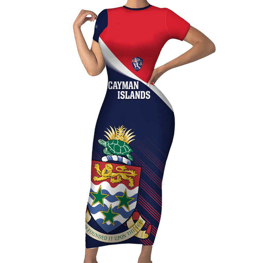 Custom Cayman Islands Cricket 2025 Sporty Style Short Sleeve Bodycon Dress
