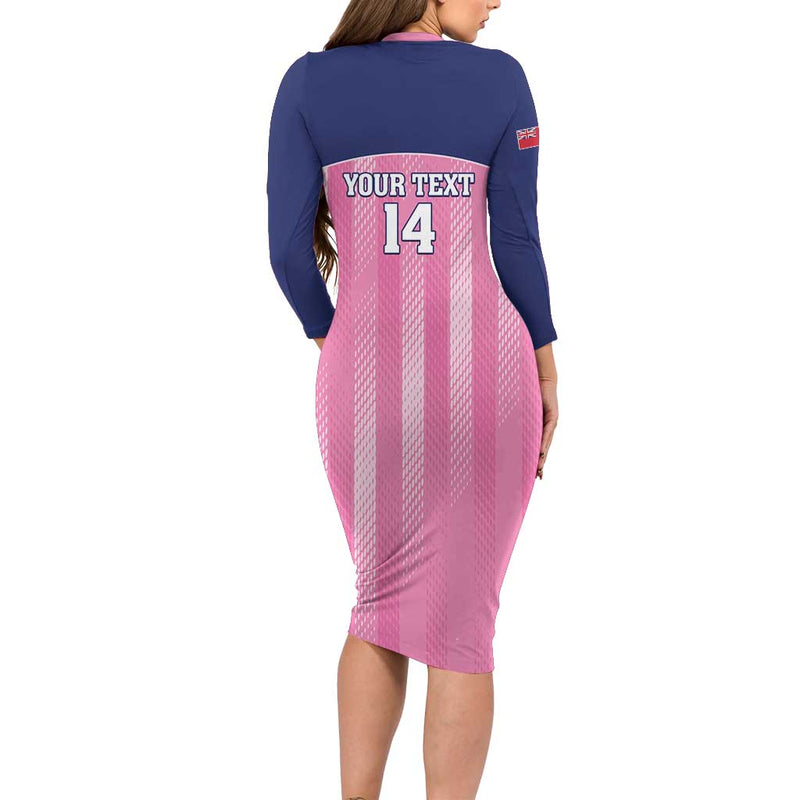 Custom Bermuda Cricket Go Gombey Warriors Long Sleeve Bodycon Dress