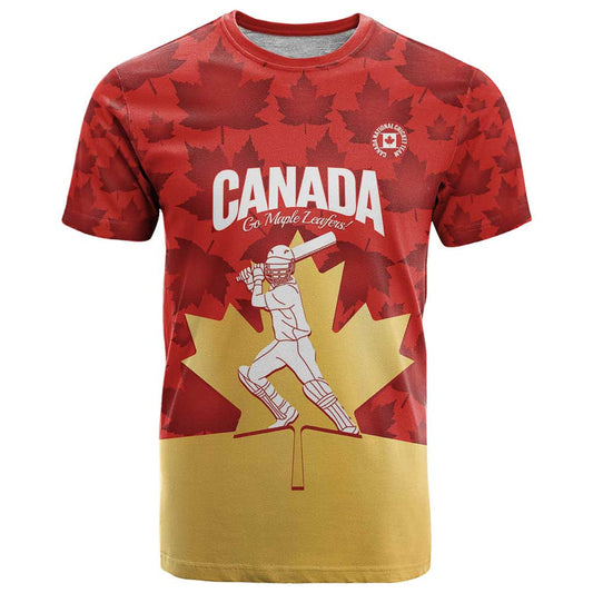 Custom Canada Cricket Come On Maple Leaf T Shirt