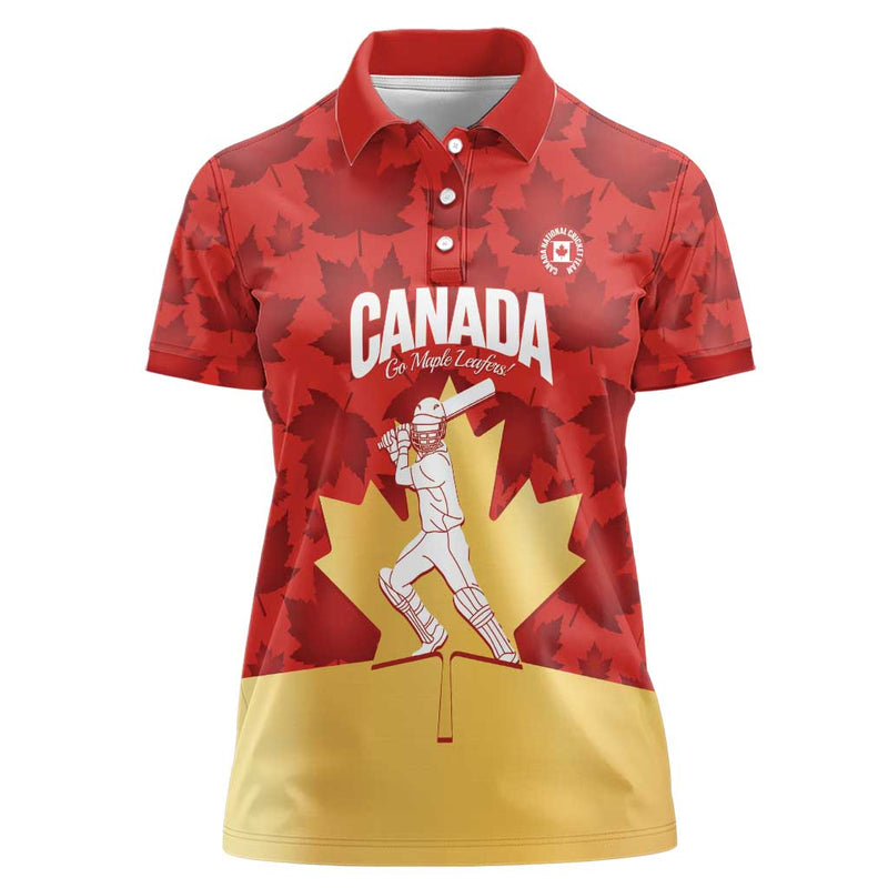Custom Canada Cricket Come On Maple Leaf Women Polo Shirt