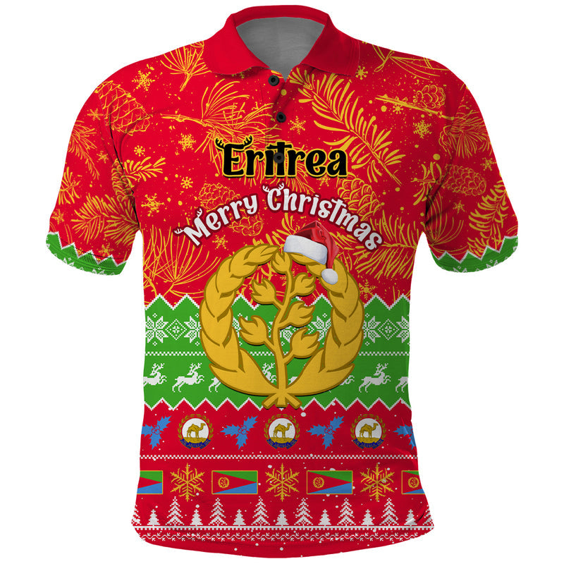 Eritrea Christmas Eritrean Olive Santa Claus Merry Xmas Polo Shirt