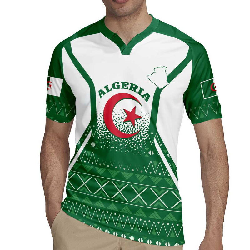 Algeria Coat Of Arms African Pattern Rugby Jersey