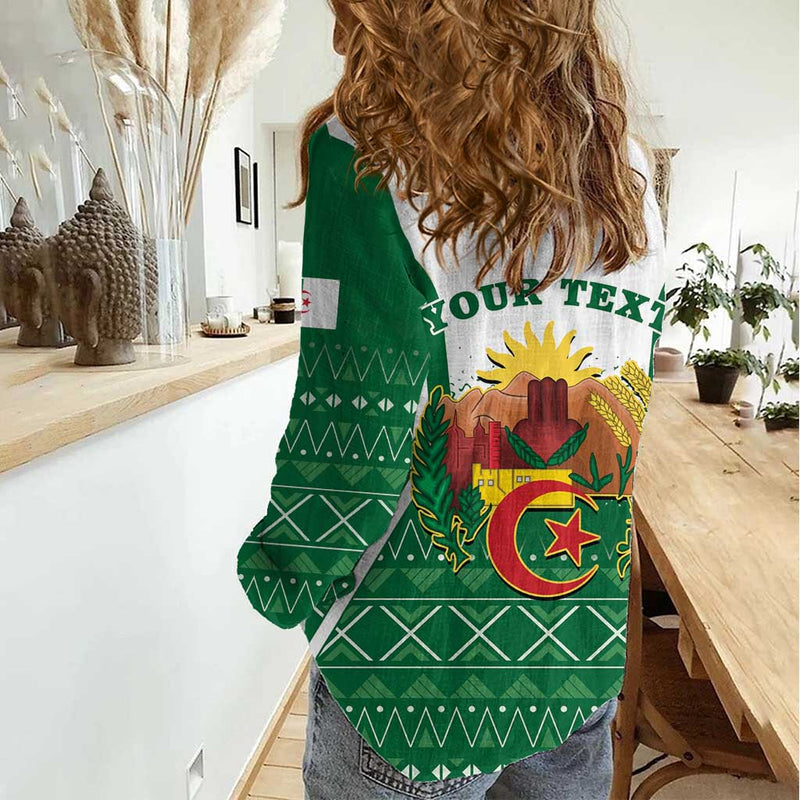 Algeria Coat Of Arms African Pattern Women Casual Shirt