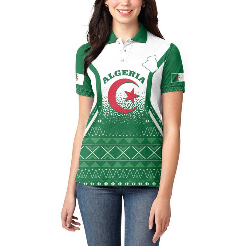 Algeria Coat Of Arms African Pattern Women Polo Shirt