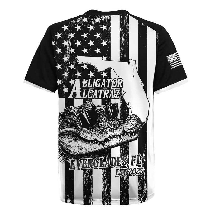 Alligator Alcatraz Cool Gator Everglades Usa Grunge Flag Rugby Jersey