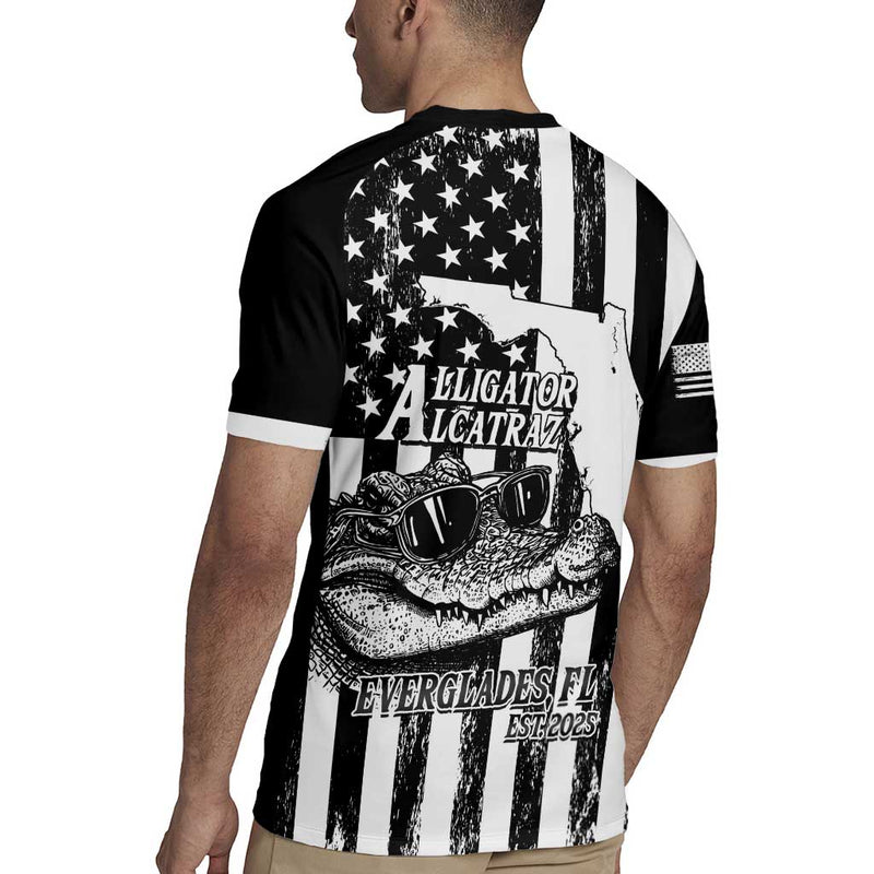 Alligator Alcatraz Cool Gator Everglades Usa Grunge Flag Rugby Jersey