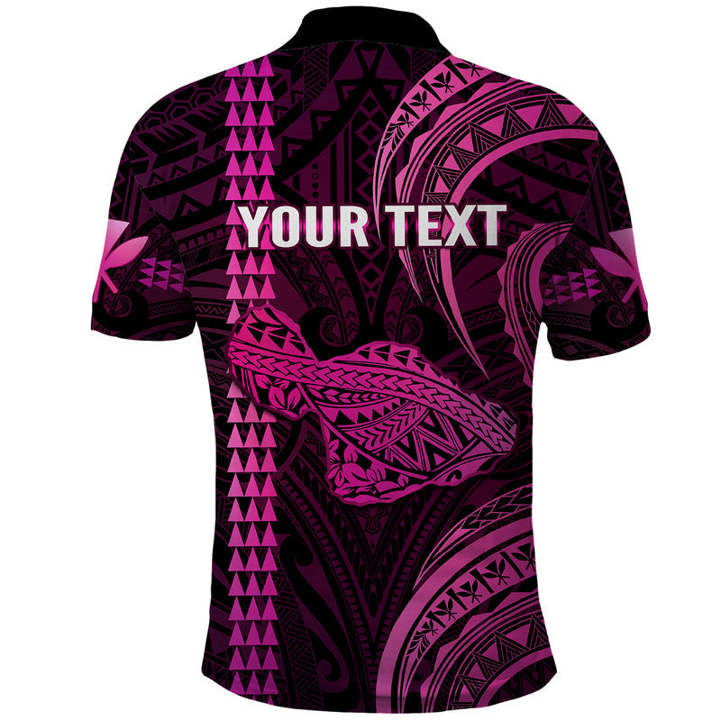 Custom Hawaiian Islands Maui Map Pink Kanaka With Kakau Polo Shirt