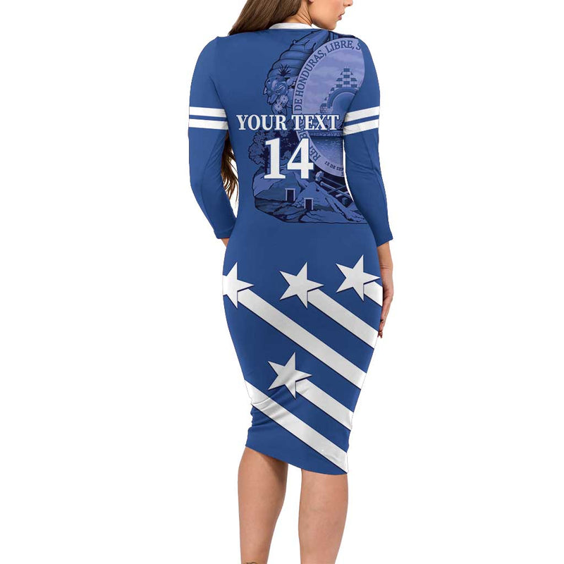 Custom Honduras Football 2025 Vamos Los Catrachos Long Sleeve Bodycon Dress