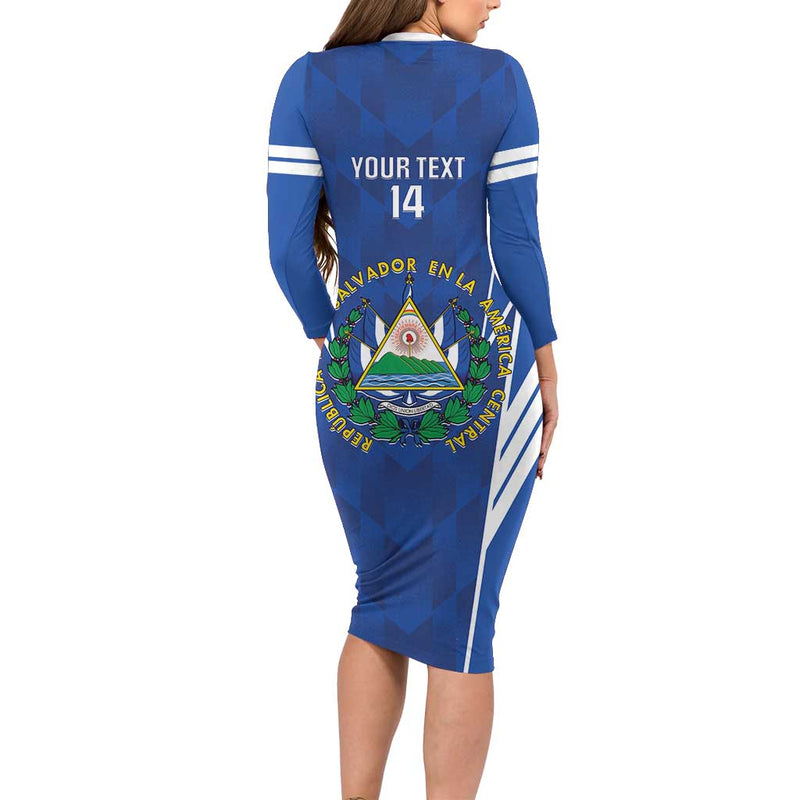 Custom El Salvador Football 2025 Vamos La Selecta Long Sleeve Bodycon Dress