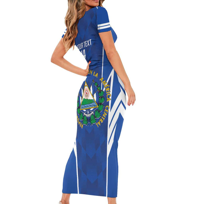 Custom El Salvador Football 2025 Vamos La Selecta Short Sleeve Bodycon Dress