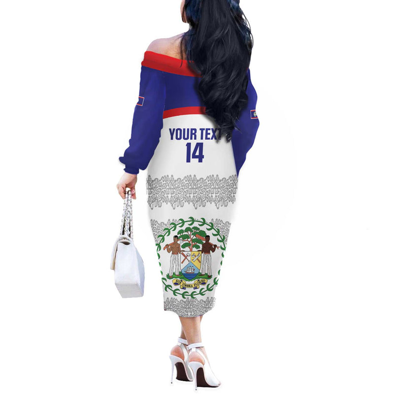 Custom Belize Football 2025 Go Jaguars Off The Shoulder Long Sleeve Dress