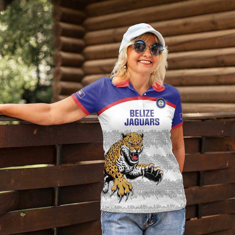 Custom Belize Football 2025 Go Jaguars Women Polo Shirt