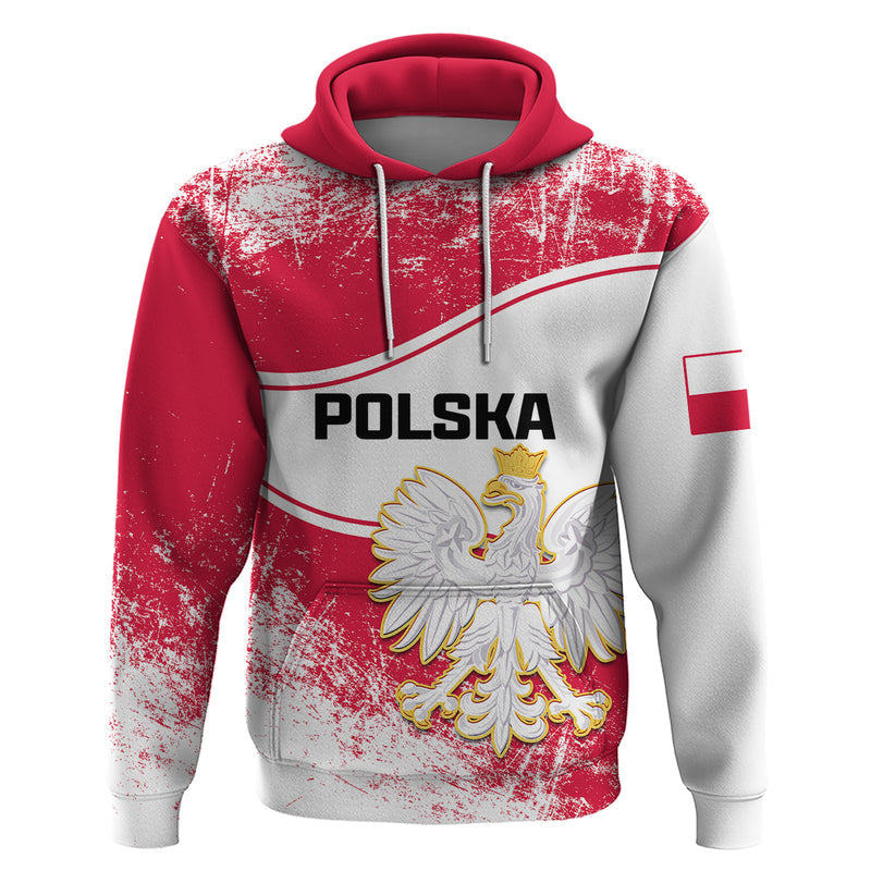 Custom Poland Constitution Day Coat Of Arms Grunge Style Hoodie