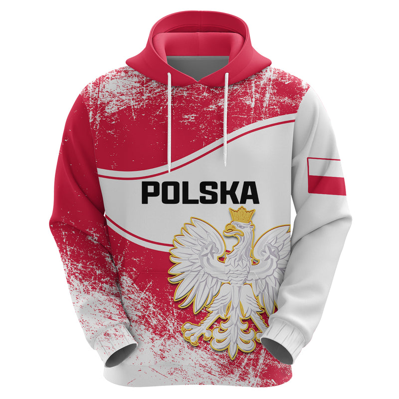 Custom Poland Constitution Day Coat Of Arms Grunge Style Hoodie