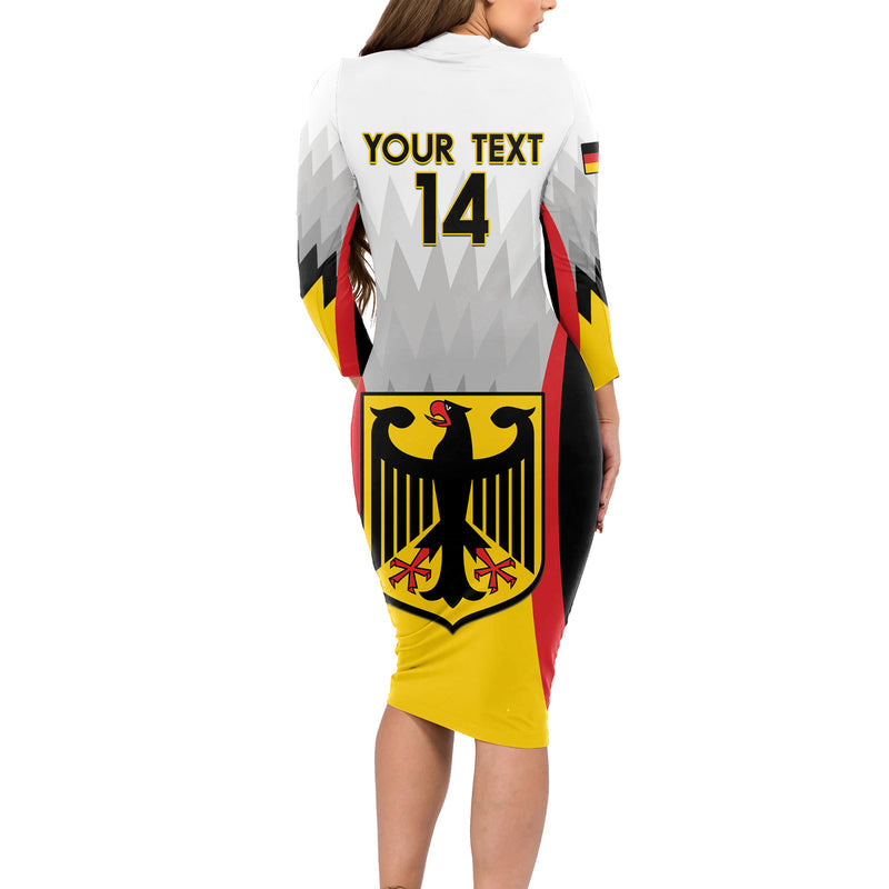 Custom Germany Football 2024 Nationalelf - White Version Long Sleeve Bodycon Dress