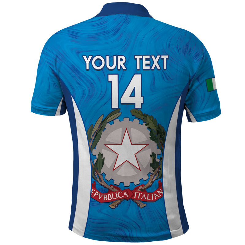 Custom Italy Football 2024 Gli Azzurri Marble Pattern Polo Shirt