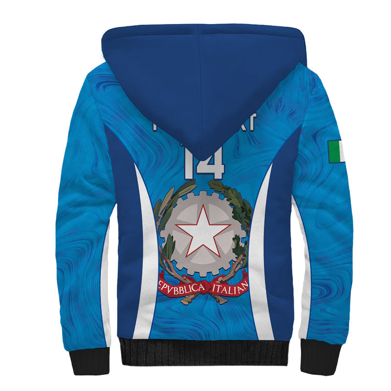 Custom Italy Football 2024 Gli Azzurri Marble Pattern Sherpa Hoodie