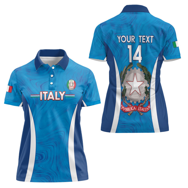 Custom Italy Football 2024 Gli Azzurri Marble Pattern Women Polo Shirt