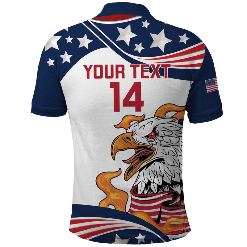 Custom USA Rugby Sevens Go Eagles Flag Style Polo Shirt