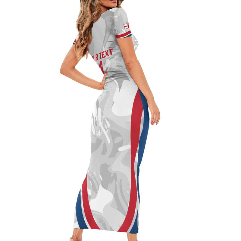 Custom England Darts Go Champions Grunge Marble Style Short Sleeve Bodycon Dress