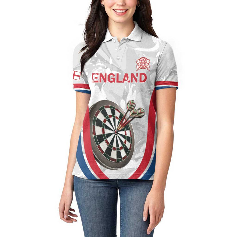 Custom England Darts Go Champions Grunge Marble Style Women Polo Shirt