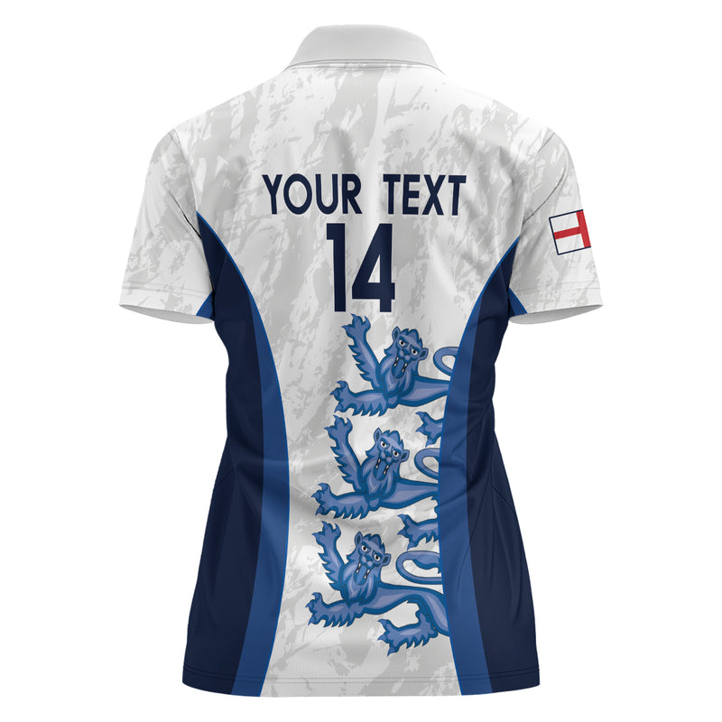 Custom England Football 2024 Go Champions Three Lions Women Polo Shirt