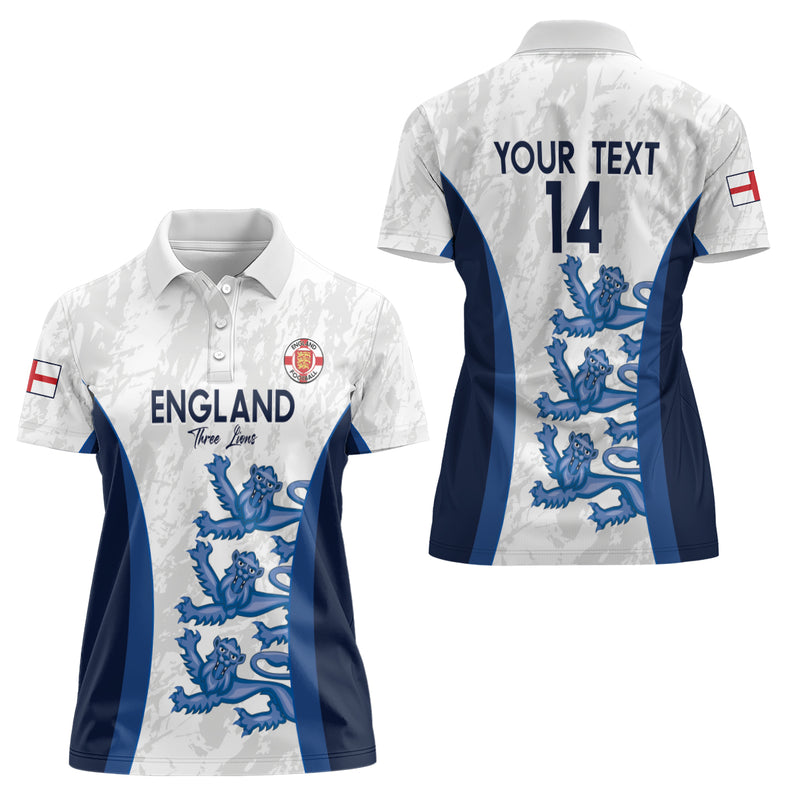 Custom England Football 2024 Go Champions Three Lions Women Polo Shirt